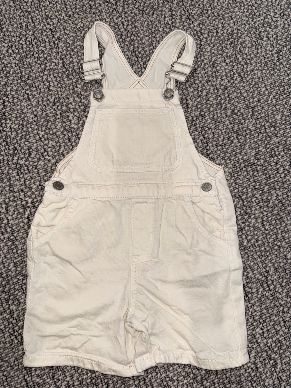 Zara Cream Kids Overall Shorts with Front Bib